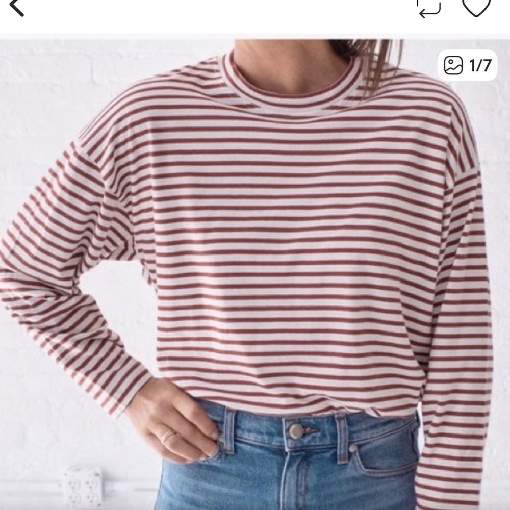 AYR red and White Striped Top small